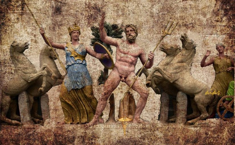 Athena, Poseidon ve Mitolojik Figürlü Heykeller